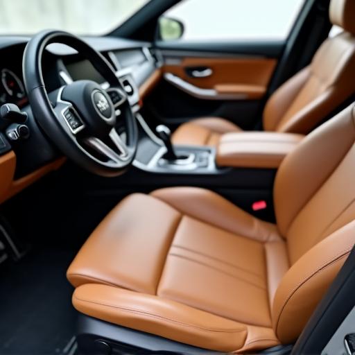 Pristine leather car interior after detailing